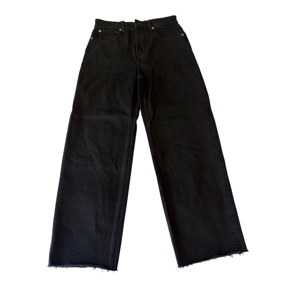 Everlane Denim - Everlane Way-High Wide Leg Jeans Black Raw Hem Denim Pants 28R High Rise